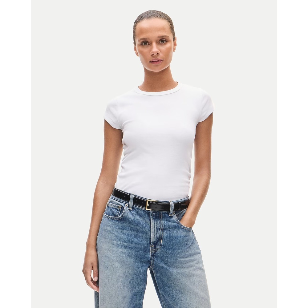 J.Crew Women's Perfect Fit Tee Shirt in White Size Small Style #CI038 Crewneck
